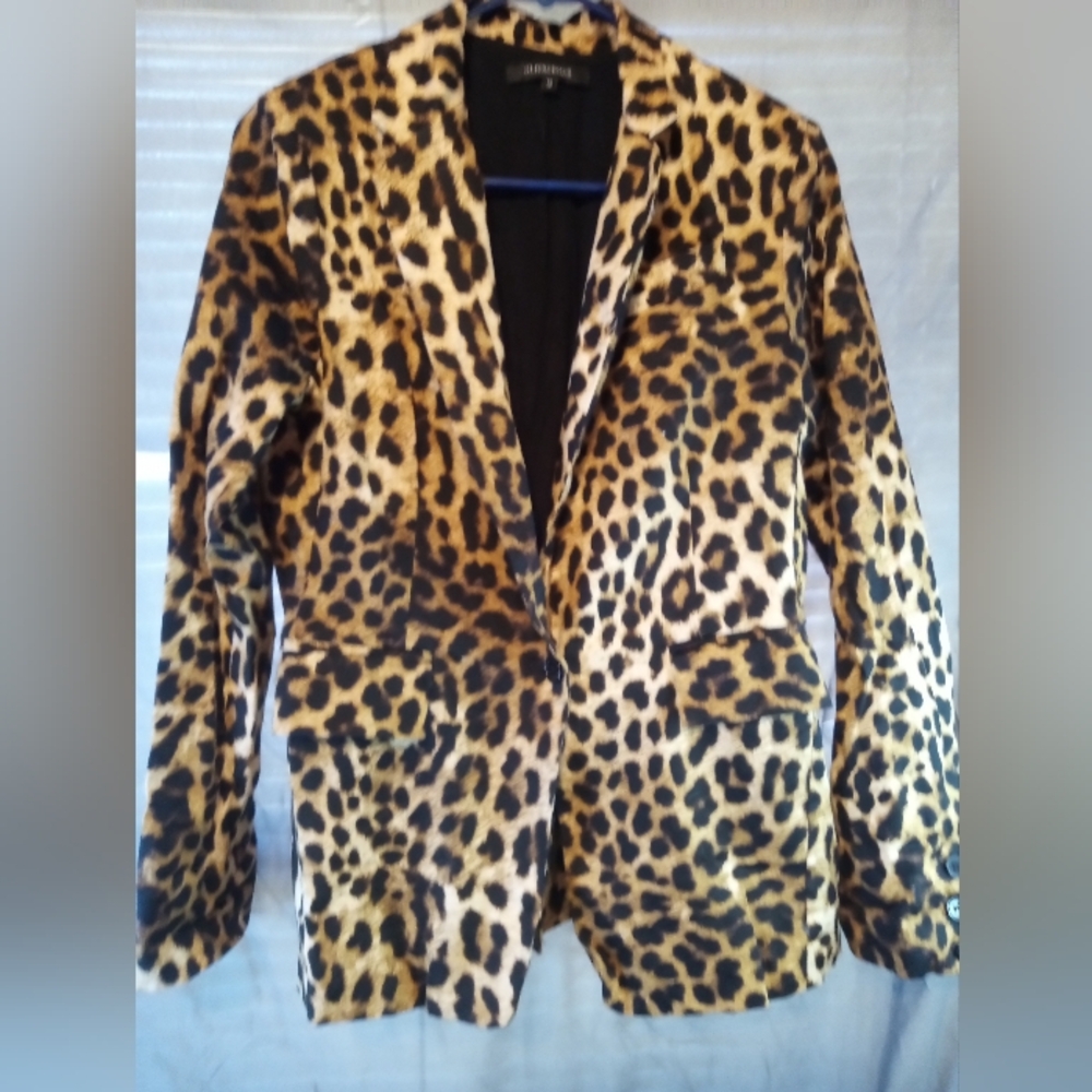 Olivaceous Animal Leopard Print Blazer